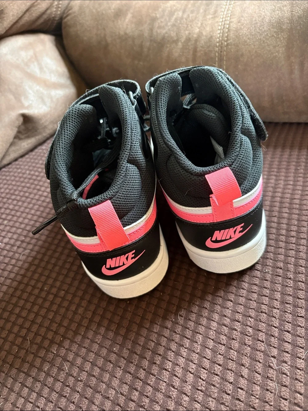 Nike Kids High-Top Sneakers in Black, White & Pink